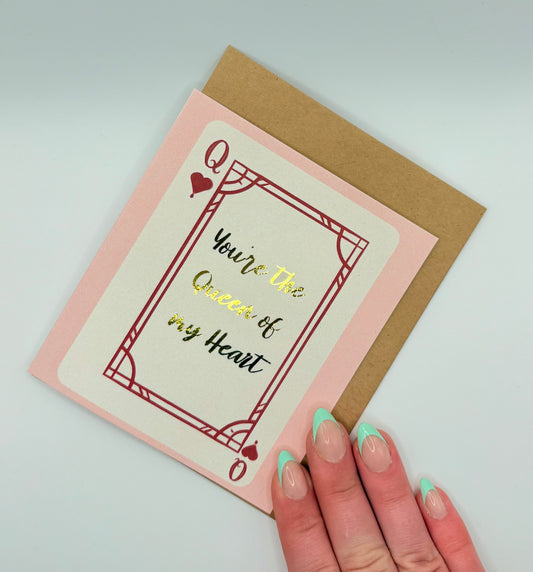 You're the Queen of My Heart – Gold Foil Greeting Card | Romantic Love Card | Blank Inside | Queen of Hearts Valentine's Day, Anniversary, Birthday Card
